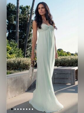 Libby Maxi Dress in Pistachio Pleated Chiffon